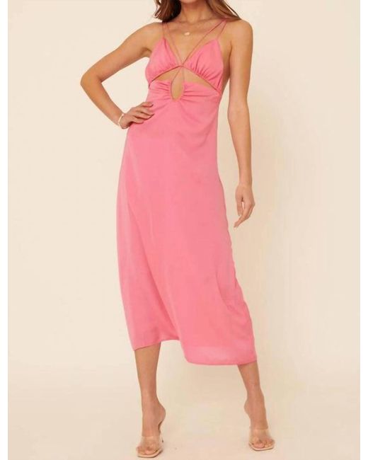 Promesa Pink The Charlotte Halter Cutout Satin Midi Dress