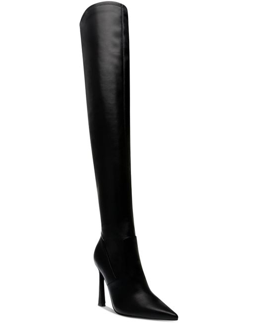 Steve Madden Black Laddy Faux Leather Pointed Toe Over-the-knee Boots