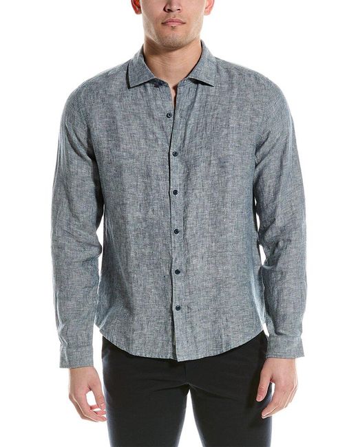 Onia Gray Slim Fit Linen Shirt for men