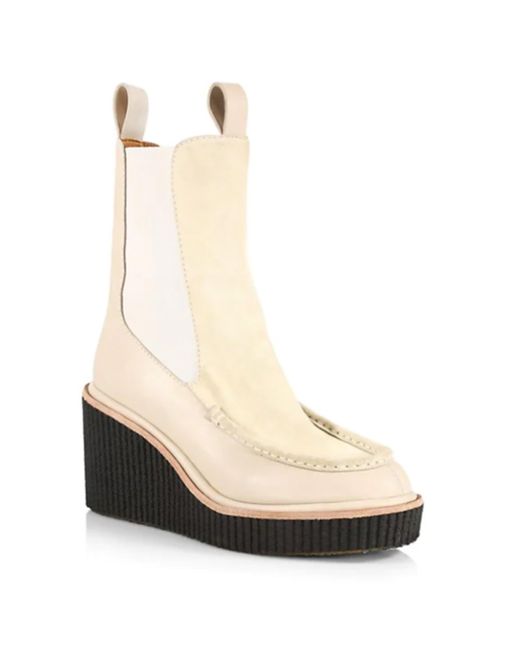 Rag & Bone Natural Sloane Suede & Leather Chelsea Boots Paloma Wedge