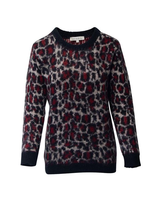 Sandro Blue Leopard Print Sweater