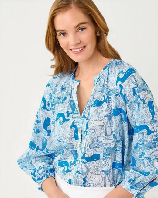 Lilly Pulitzer Blue Andria Pullover Blouse