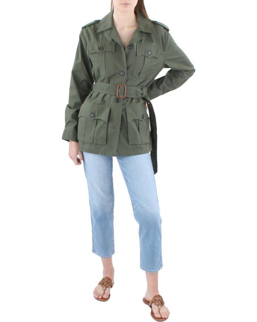 Lauren by Ralph Lauren Twill Short Utility Jacket in Green Lyst