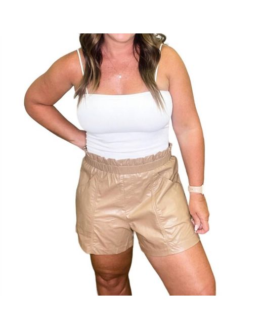 Kori White Faux Leather Shorts