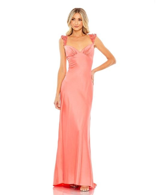 Mac Duggal Pink Embellished Empire Waist Column Gown