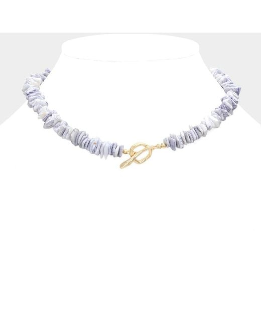 Fashnzfab Metallic Colored Shell Cluster Toggle Necklace