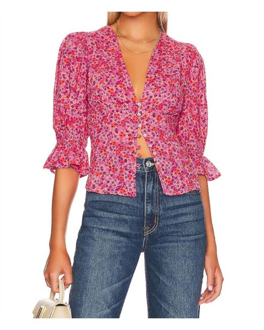 Free People Red I Found You Printed Top