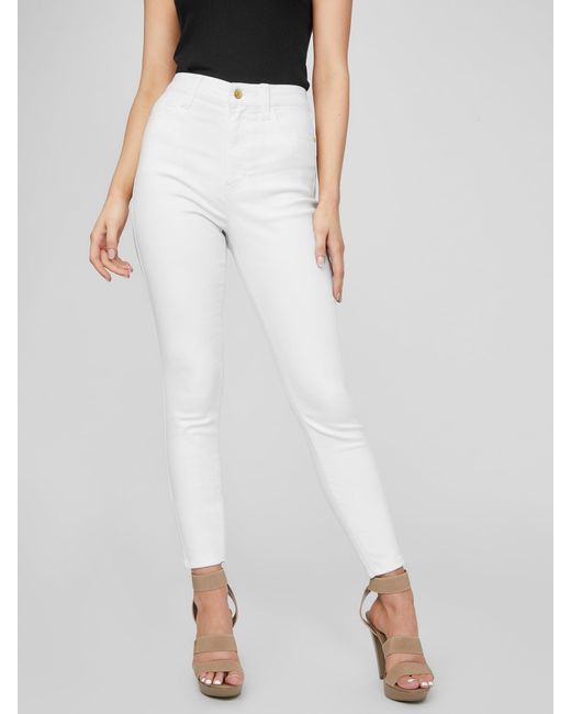 Guess Factory Lila High-rise Ankle Skinny Jeans in White | Lyst