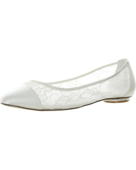 Paradox London White Mixed Media Satin Ballet Flats