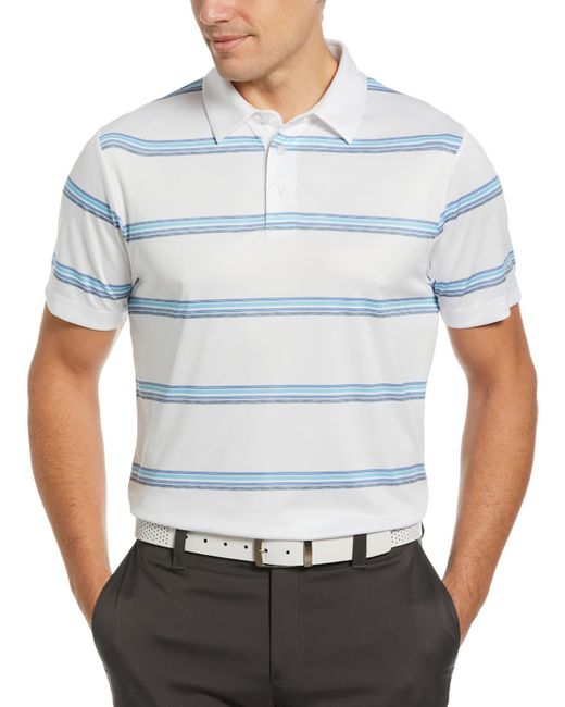 PGA TOUR White Collar Striped Polo for men