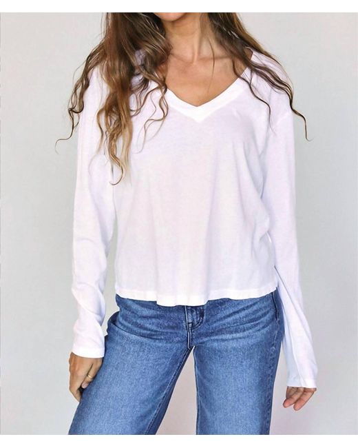 PERFECTWHITETEE White Jimi Long Sleeve V-Neck Tee