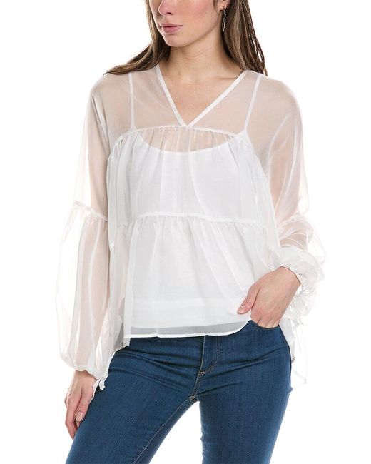 Lola & Sophie White Chiffon Tiered Top
