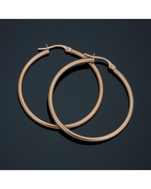Fremada Metallic 10k Rose Polished Hoop Earrings (2x30 Mm)
