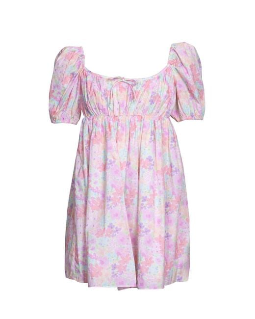 For Love & Lemons Pink Kennedy Floral-Print Open-Back Cotton-Poplin Mini Dress