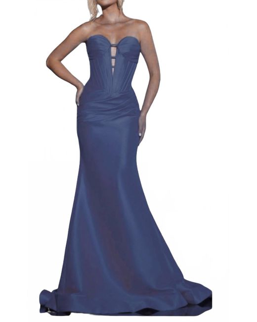 Jovani Blue Strapless Sweetheart Neckline Gown