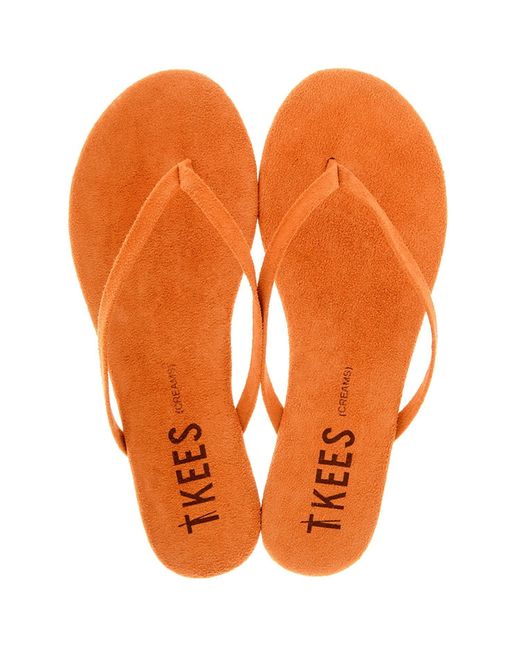 TKEES Orange Suede Leather Thong Sandals
