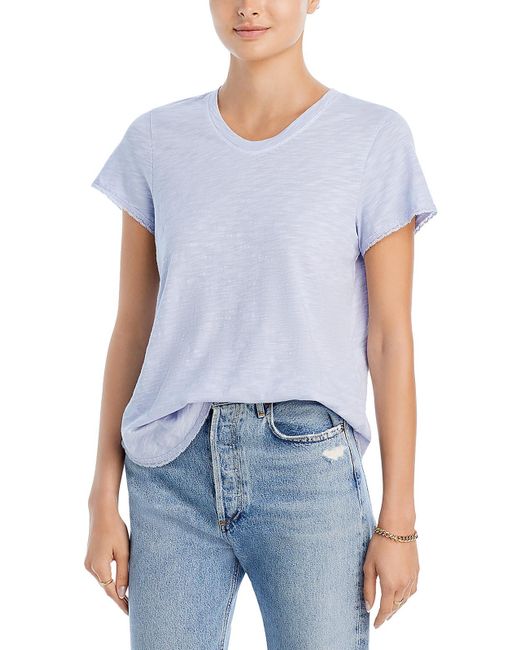 Wilt Blue Heathered Lace-trim Pullover Top