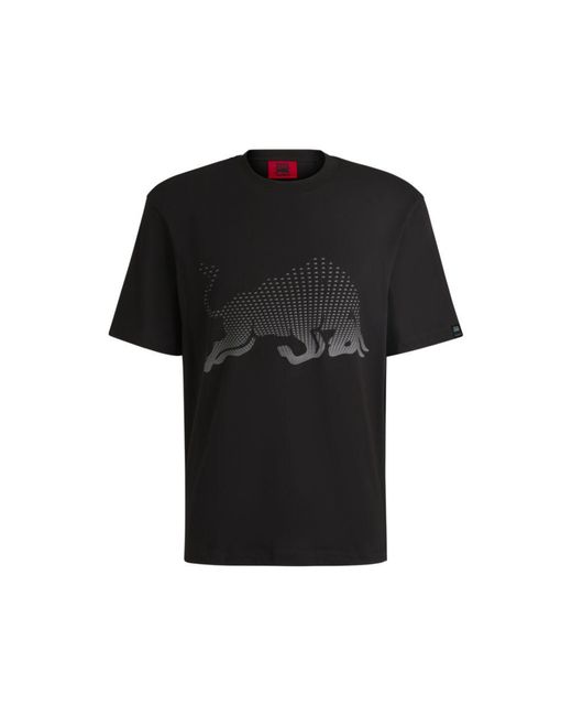 HUGO Black X Rb Cotton-Jersey T-Shirt With Degradé Bull Graphic for men