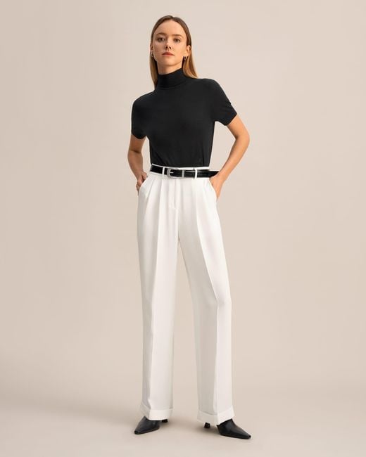 LILYSILK Natural Timeless Pleated Wide-leg Dense Silk Trousers