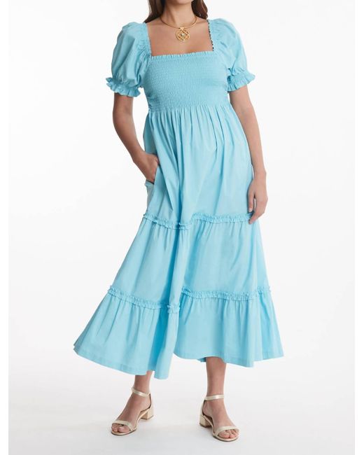 tyler boe Blue Kate Smocked Midi Dress