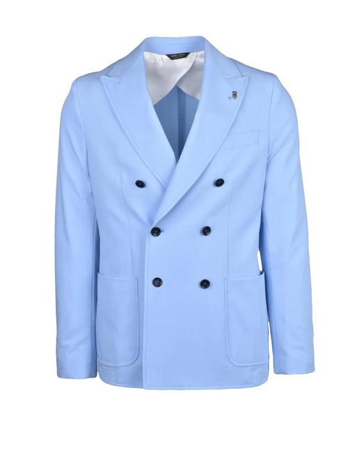 Berry & Brian Blue Unlined Double-Breasted Jacket for men