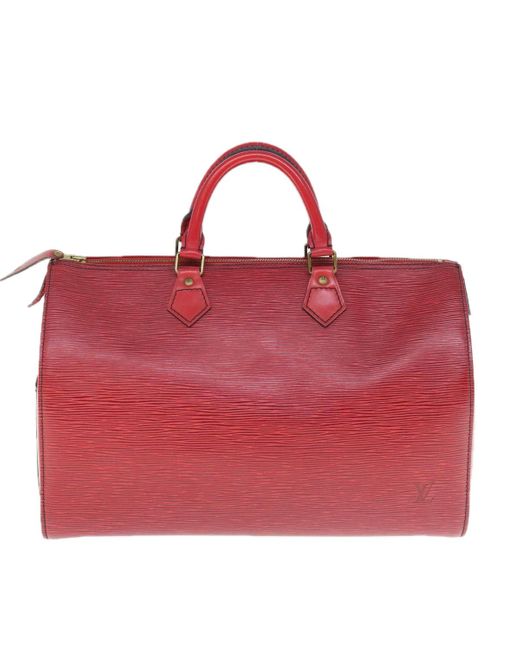 Louis Vuitton Red Speedy 35 Leather Tote Bag (pre-owned)