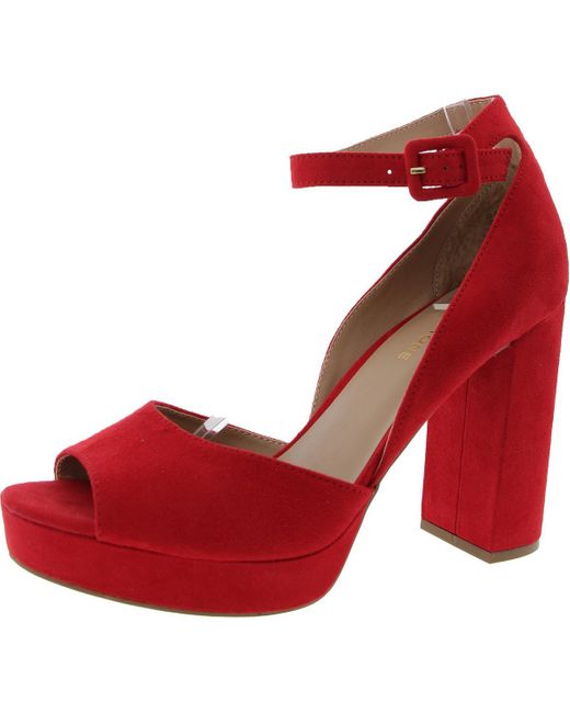 Sun & Stone Red Block Heel Peep Toe Platform Heels