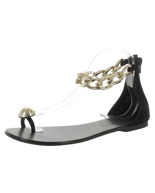 INC Black Gennipha Faux Suede Chain Slide Sandals