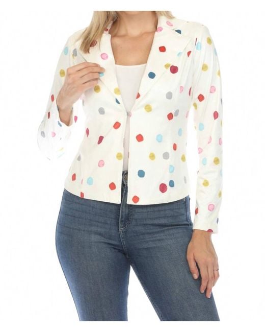 Insight White Polka Dot Vegan Leather Jacket