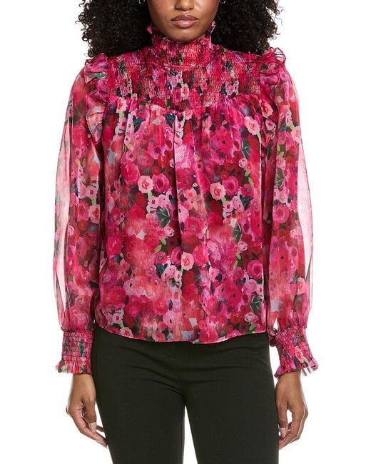 Fate Red Print Chiffon Blouse