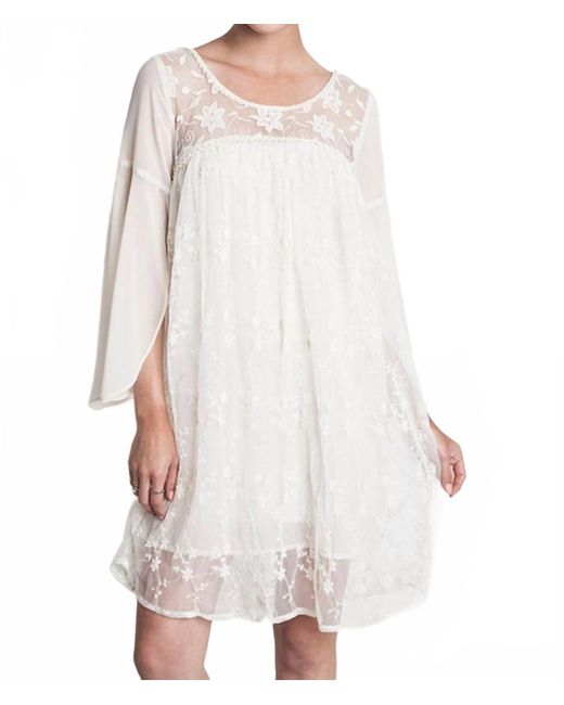 umgee white embroidered dress Umgee Floral Crochet Sleeve Mini Dress medium main image 0
