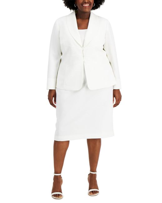 Le Suit White Plus 2pc Office Wear Skirt Suit