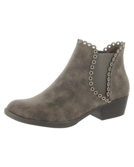 Sbicca Gray Marjorie Faux Leather Distressed Booties