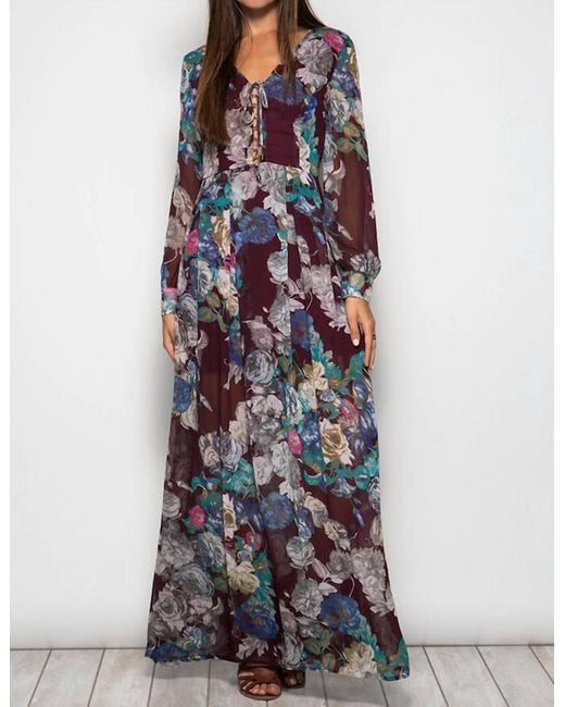 She + Sky Long Sleeve Floral Maxi Dress in Pink | Lyst She + Sky Long Sleeve Floral Maxi Dress in Pink | Lyst