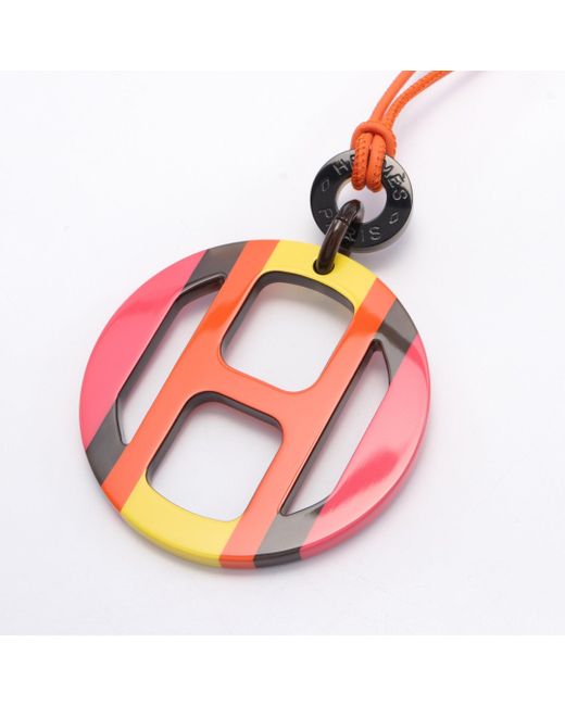 Hermès Pink H Equip Necklace Buffalo Horn Leather Color
