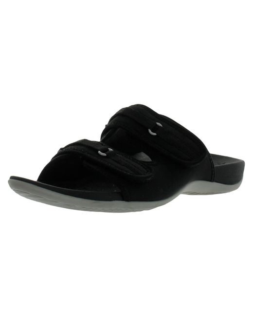 Vionic Black Sarah Slip On Open Toe Wedge Sandals