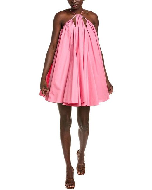 Oscar de la Renta Pink Trapeze Halter Mini Dress