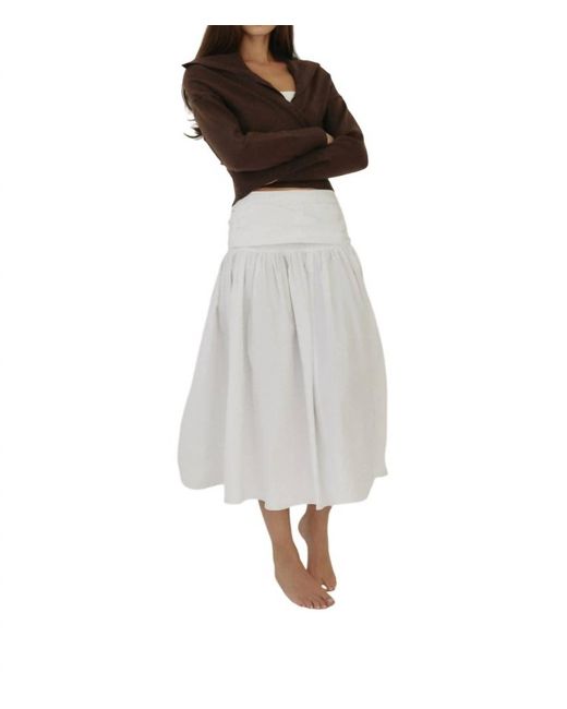 ALL ROW White Mariana Midi Skirt