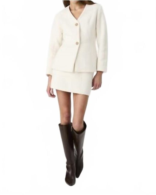 French Connection White Textured Boiled Wool Jacket