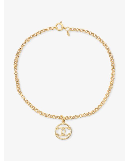 Chanel Metallic Circle Coco Necklace Plated