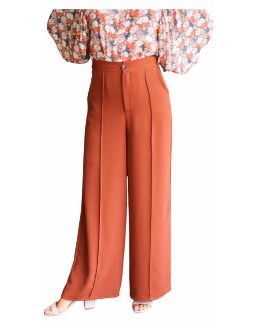 She + Sky Orange Woven Wide Pants