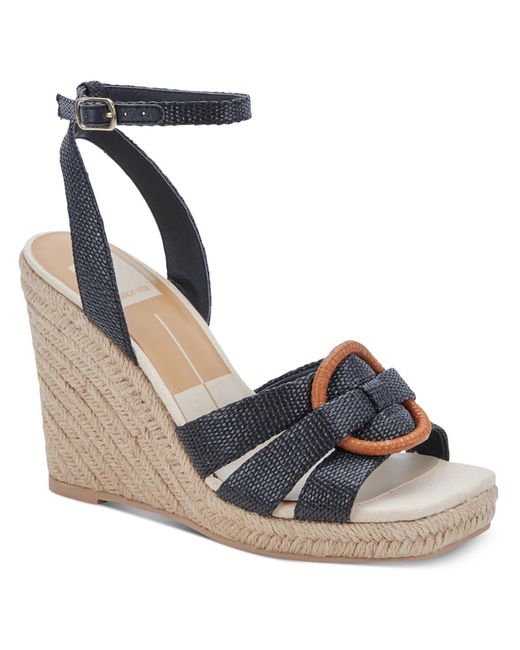 Dolce Vita Blue Maze Woven Ankle Strap Wedge Sandals