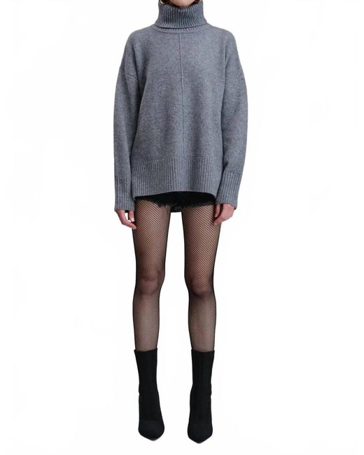 Flat White Gray Oversized Turtleneck Sweater