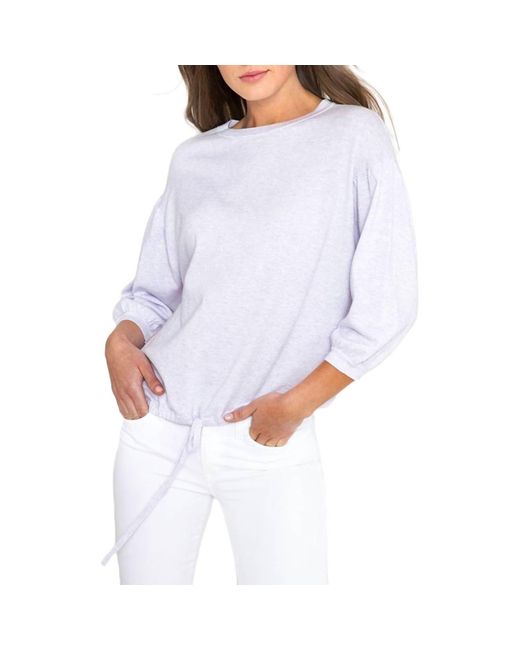 Kinross Cashmere White Gathered Sleeve Sweater