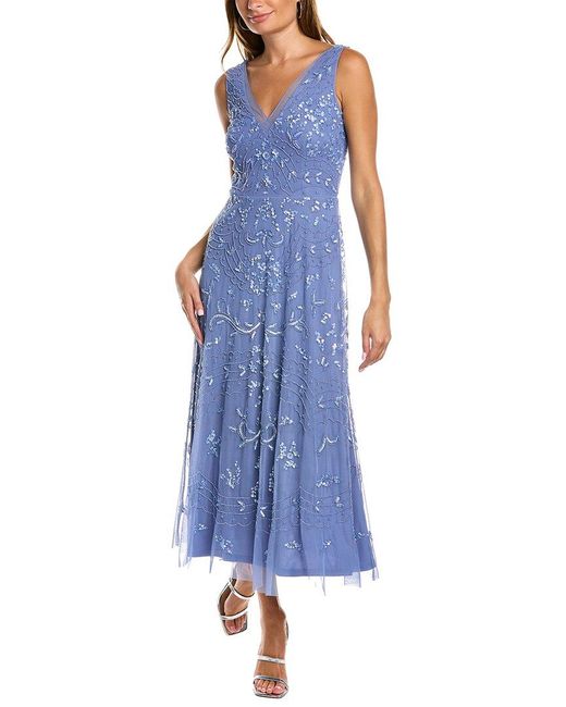 Adrianna Papell Midi Dress in Blue Lyst