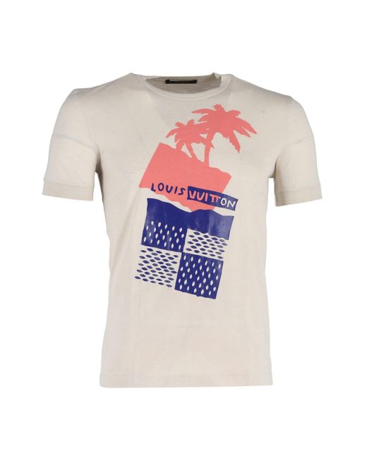 Louis Vuitton White Palm Tree Logo T-shirt for men
