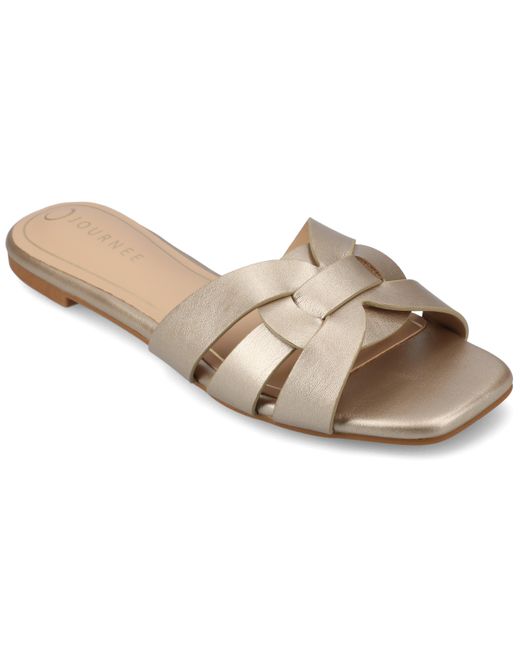 Journee Collection Natural Journee Arrina Wide Width Flat Sandals