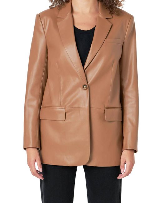 Endless Rose Natural Faux Leather Blazer