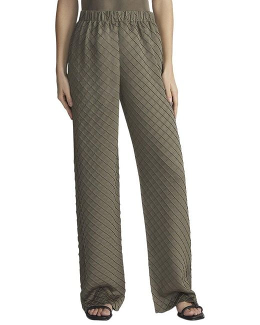 Lafayette 148 New York Green Diamond Plisse Riverside Pant