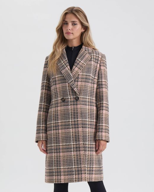 Ellen Tracy Brown Faux Wool Classic Coat
